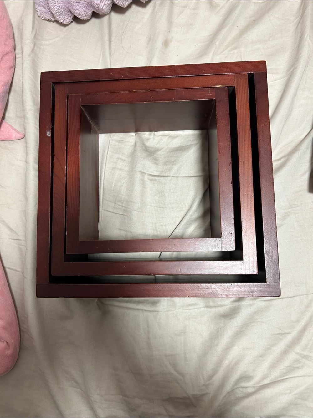 Stackable Square Wooden Nesting Tables - Dark Cherry